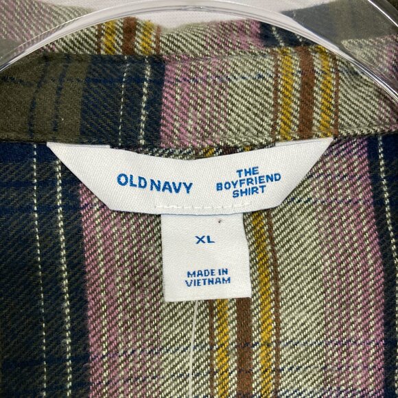 New Old Navy size XL the Boyfriend Shirt Cotton Flannel Relaxed Plaid Button Up - Picture 2 of 11